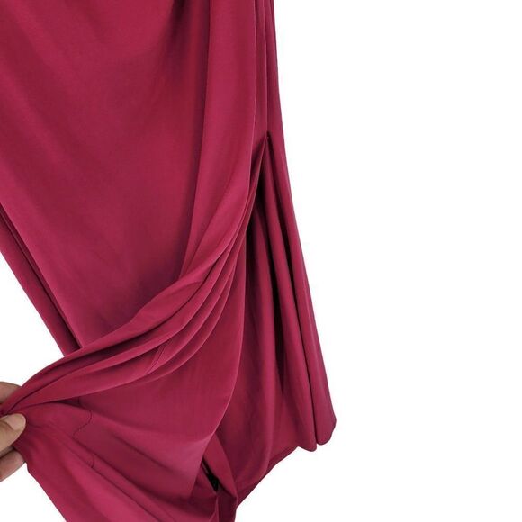 Vintage Ralph Lauren Gown 6 Pink Rhinestone One Shoulder Side Ruched Slit Sexy - Picture 9 of 16